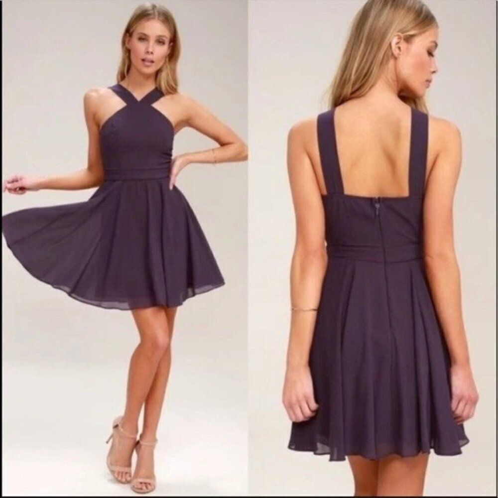NWT Lulus Dusty Purple Forevermore Skater Dress Size Med